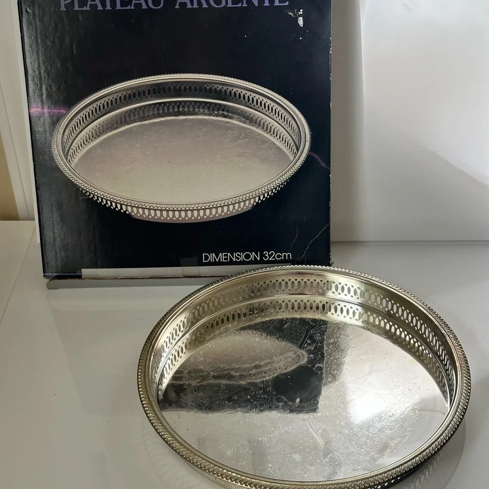 Silver Decorative Serving Tray - Elegant Home Kitchen Accent